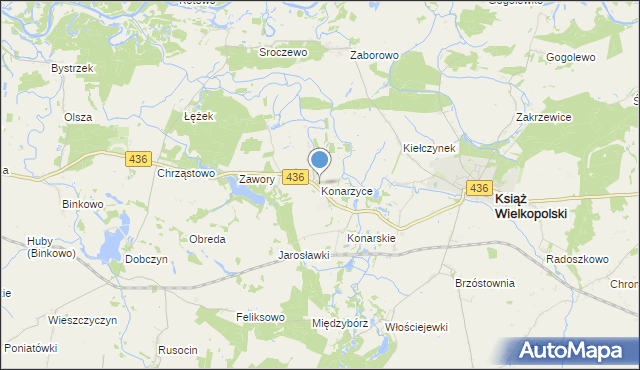 mapa Konarzyce, Konarzyce gmina Książ Wielkopolski na mapie Targeo